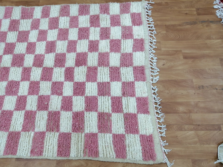 Custom Moroccan Pink checkred rug Moroccan checkered rug  Moroccan checkerboard rug Checkered area rug Checkerboard Rug beniourain rug