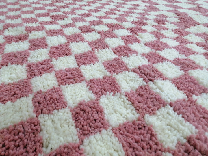 Custom Moroccan Pink checkred rug Moroccan checkered rug  Moroccan checkerboard rug Checkered area rug Checkerboard Rug beniourain rug