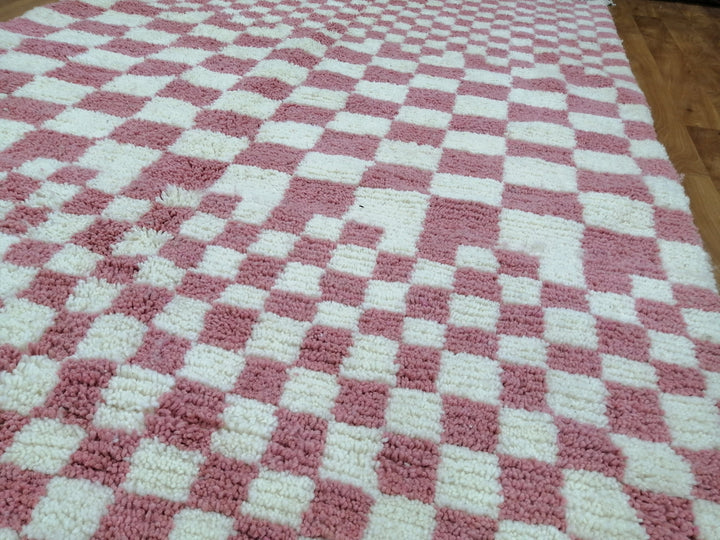 Custom Moroccan Pink checkred rug Moroccan checkered rug  Moroccan checkerboard rug Checkered area rug Checkerboard Rug beniourain rug