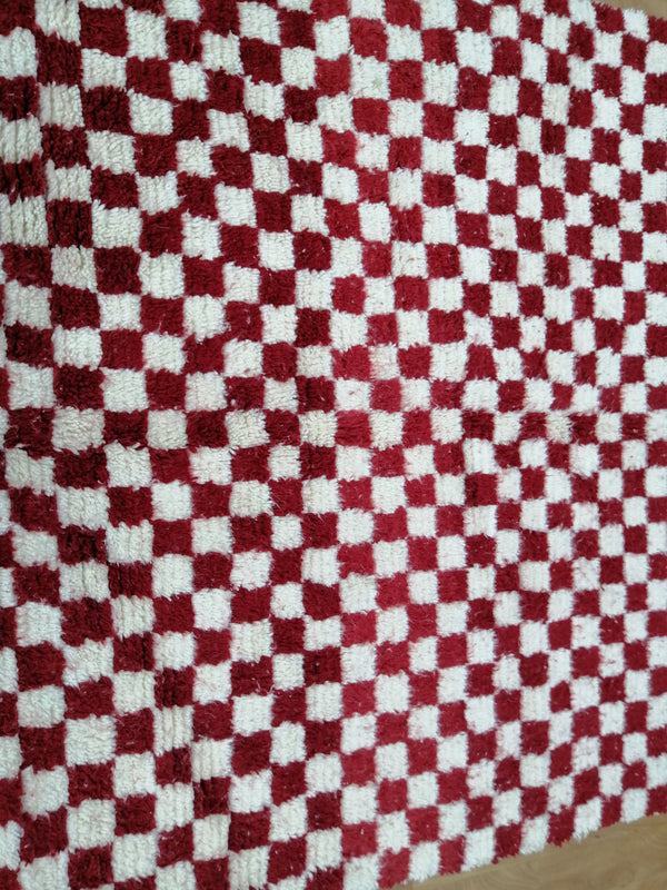 Custom Moroccan Red checkred rug Moroccan checkered rug  Moroccan checkerboard rug Checkered area rug Checkerboard Rug beniourain rug