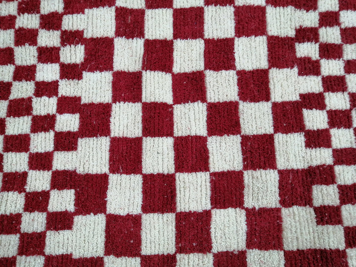 Custom Moroccan Red checkred rug Moroccan checkered rug  Moroccan checkerboard rug Checkered area rug Checkerboard Rug beniourain rug