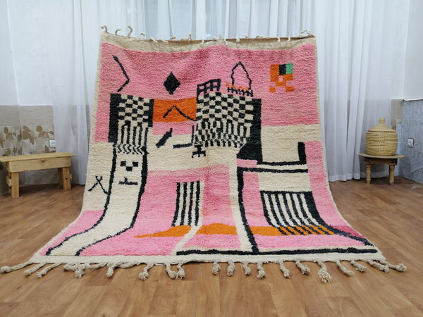 Ready to ship Custom Fabulous Boujad Rug, Authentic Moroccan Rug, Abstract Multicolore Carpet, Handmade Moroccan Rug, Bohemian rug