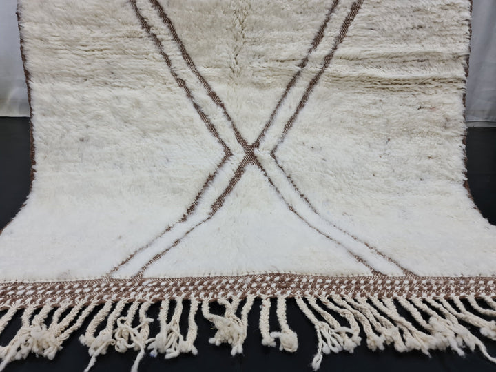 AMAZING HANDMADE RUGBeni Ourain CarpetMoroccan Handmade RugSheep Wool RugAzilal Geometric RugHandmade Berber Rug White And Brown Rug.