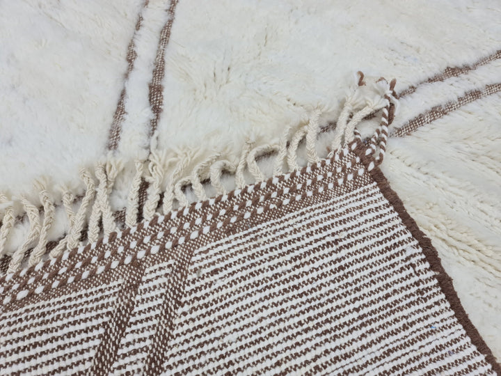 AMAZING HANDMADE RUGBeni Ourain CarpetMoroccan Handmade RugSheep Wool RugAzilal Geometric RugHandmade Berber Rug White And Brown Rug.