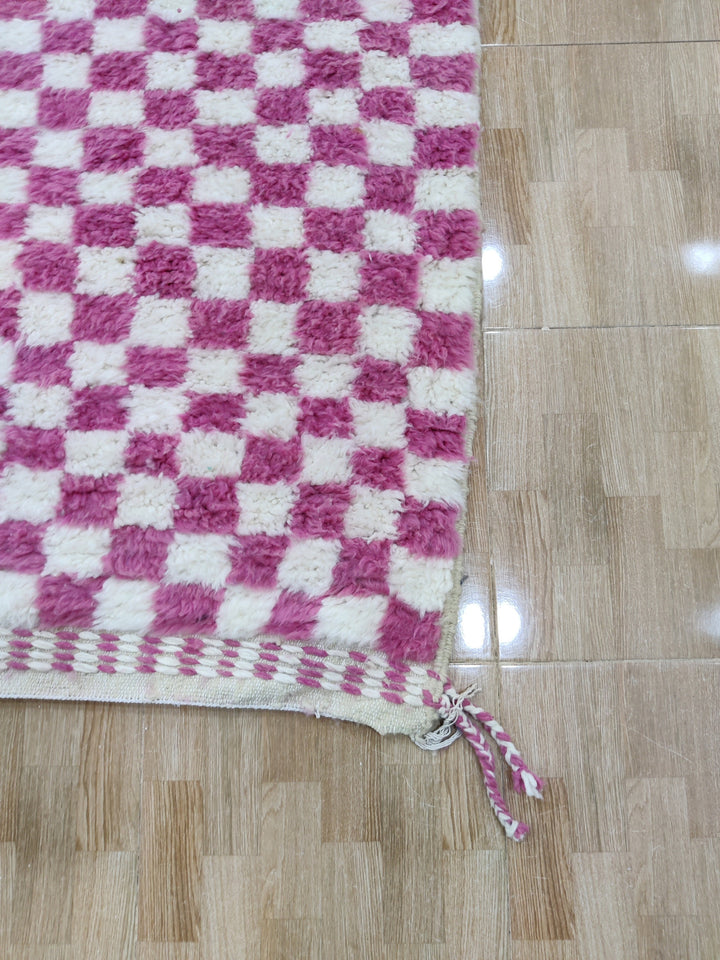 Moroccan Red and Pink Checkered rug, Morocco checker rug, Morrocan checkerboard rug, beni ourain moroccan rug, carpet for living room