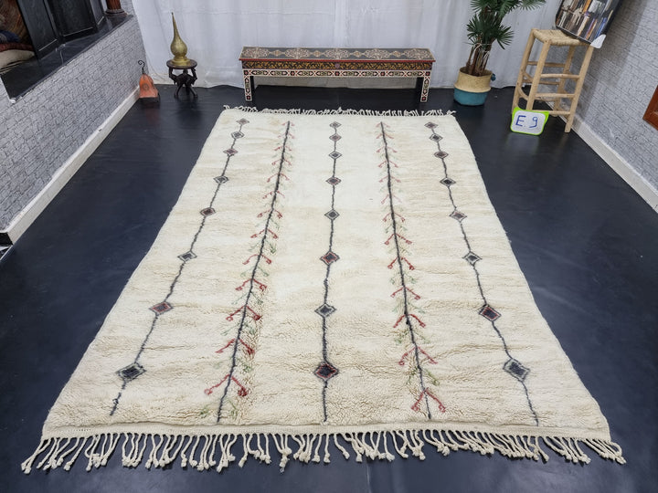 Moroccan Mrirt Rug, Handmade Wool Carpet, Sheep Wool Rug, Azilal White Rug, Moroccan Berber Rug, High Quality Wool Rug, Tribal Geometric Rug