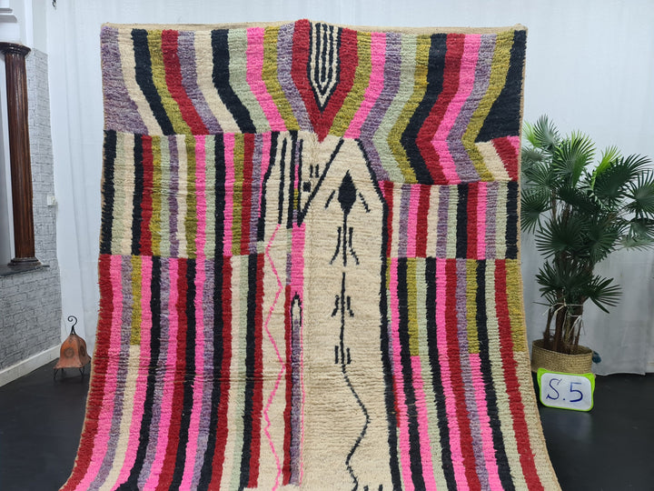 Artistic Boujaad Moroccan Rug,Sheep Wool Carpet,Handmade Wool Rug, Boujaad Wool, Abstract Rug, Colorful Handmade Carpet, Berber Carpet .