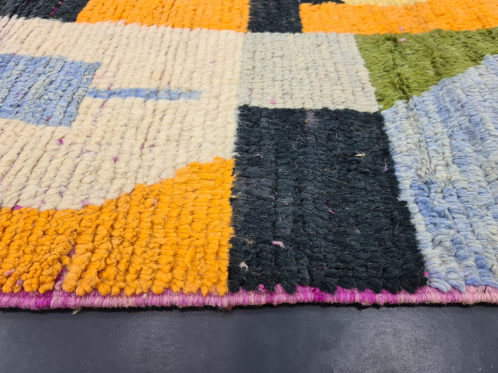 Amazing Abstract Rug,Moroccan Boujaad Rug, Sheep Wool Rug, Moroccan Colorful Rug, Handmade Moroccan Rug, Berber Symbols Carpet,Berber Rug.