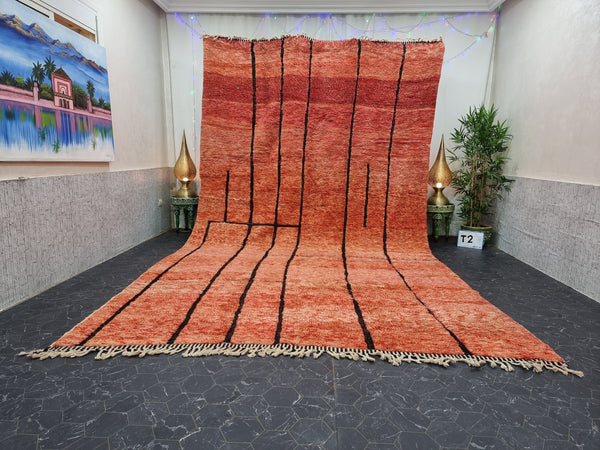 Fabulous Mrirt RugHandmade Moroccan CarpetRed Shades And Black RugHigh Quality Wool RugStriped Moroccan CarpetHandmade Berber Wool Rug.