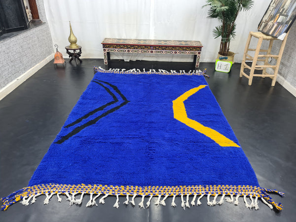 Amazing Handmade Rug, Beni Ourain Rug, Bright Blue Rug, Wool Rug, Abstract Rug, Berber Rug, Sheep Wool Rug, Handmade Wool Rug, Moroccan Rug.