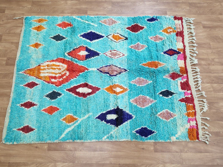 Authentic Moroccan Rug, Vibrant Boujaad Rug, Azilal rug, Bright Colored Rug, Abstract Carpet, Handmade Rug, Bohemian Rug, Tapis Marocain