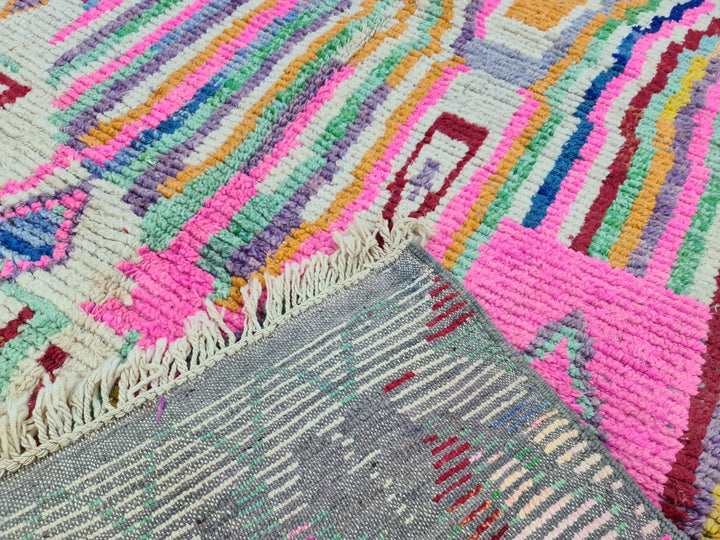 Amazing Moroccan Rug, Handmade Boujaad Rug, Striped Tribal Carpet, Handmade Wool Rug, Moroccan Berber Rug, Colorful Wool Carpet, Azilal Rug.