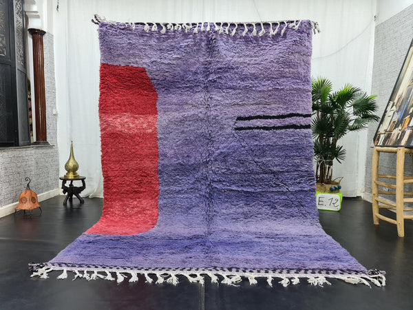 Fabulous Moroccan Rug, Handmade Beni Ourain Rug, Purple And Red Carpet, Tribal Abstract Rug, Moroccan Berber Rug, Azilal Handmade Wool Rug.