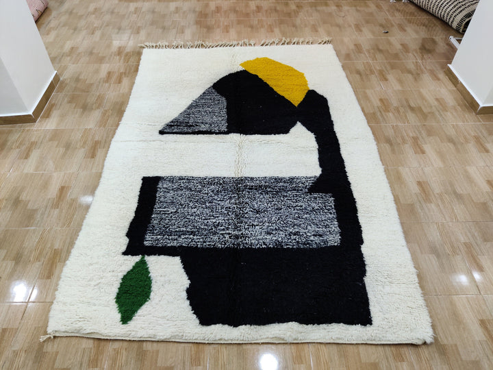 Contemporary Moroccan Rug, Modern Rug Home Decor, Wool Rug Moroccan, Geometric Rug , Abstract Rug Living Room, Black and White Soft Rug