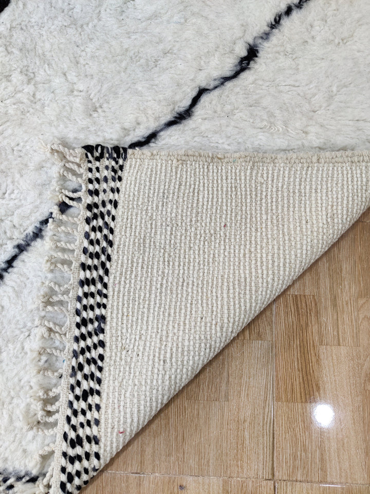 Black rug Woven rug  Beni ourain rug Berber rug  Moroccan rug  Area rug Berber carpet White wool rug Handknotted rugBoho teppich