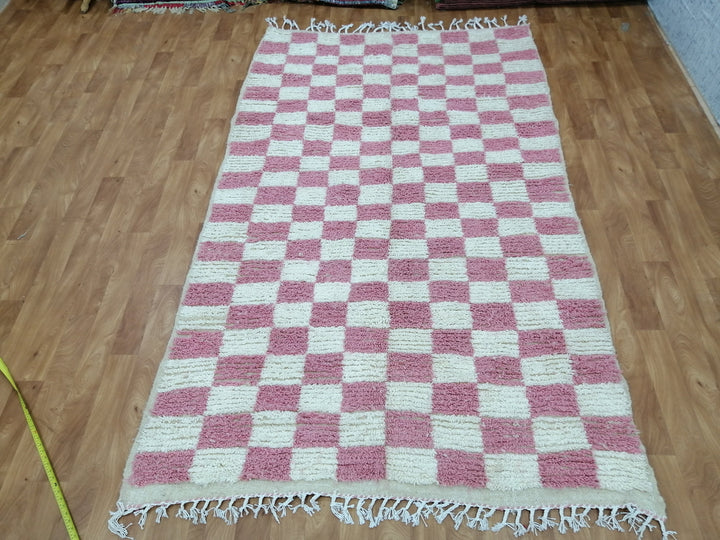 Custom Moroccan Pink checkred rug Moroccan checkered rug  Moroccan checkerboard rug Checkered area rug Checkerboard Rug beniourain rug