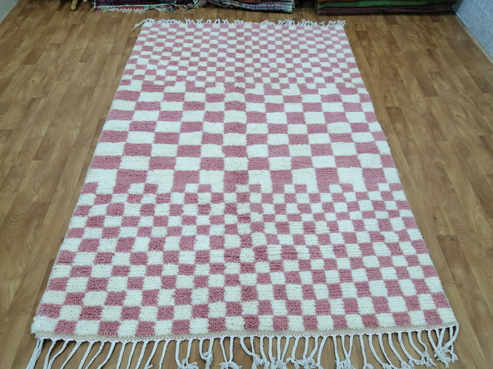 Custom Moroccan Pink checkred rug Moroccan checkered rug  Moroccan checkerboard rug Checkered area rug Checkerboard Rug beniourain rug