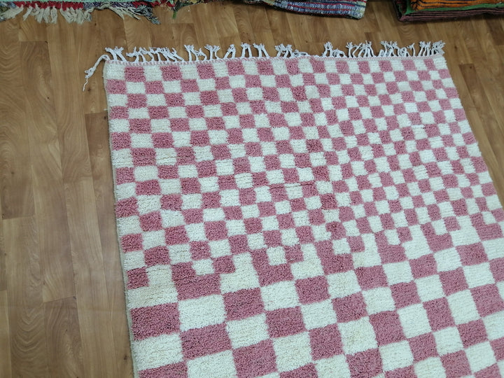 Custom Moroccan Pink checkred rug Moroccan checkered rug  Moroccan checkerboard rug Checkered area rug Checkerboard Rug beniourain rug