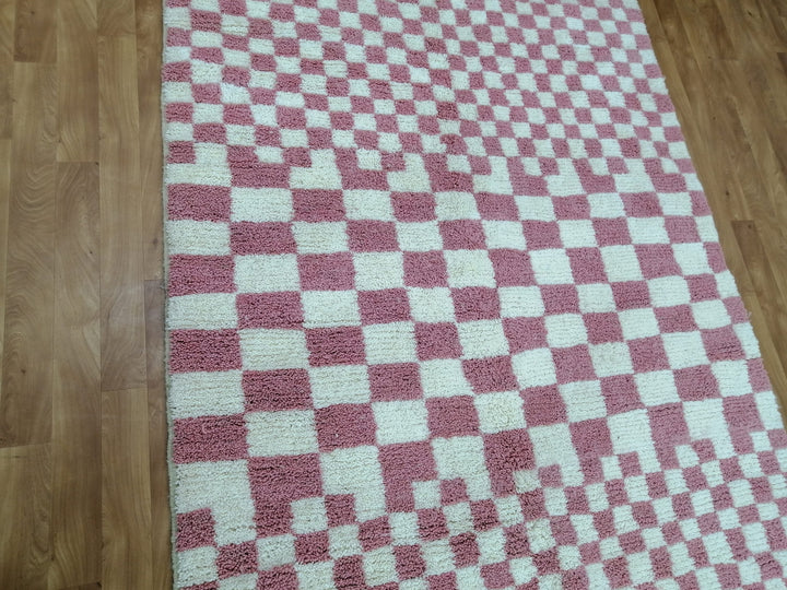 Custom Moroccan Pink checkred rug Moroccan checkered rug  Moroccan checkerboard rug Checkered area rug Checkerboard Rug beniourain rug