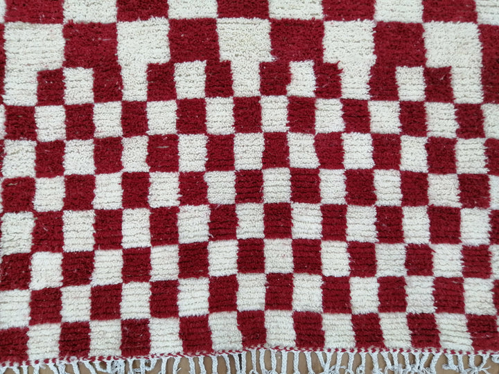 Custom Moroccan Red checkred rug Moroccan checkered rug  Moroccan checkerboard rug Checkered area rug Checkerboard Rug beniourain rug