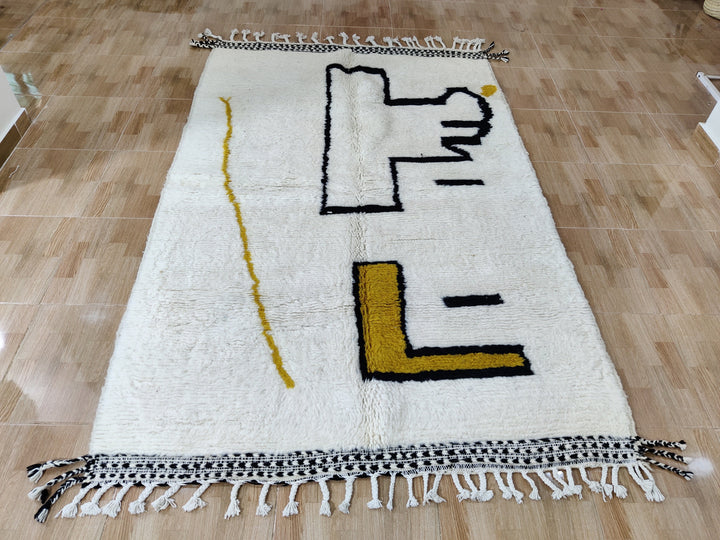 Authentic Moroccan rug , yellow Beni ourain rug , Genuine Wool rug , ,custom size,Handmade rug, Area rug, Tapis berbere, Teppich