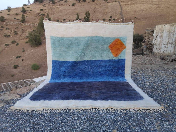 Moroccan rug, Mrirt rug, Wool rug, Premium quality rug, Beni ourain rug, Berber rug, Blue rug, Made to order rug