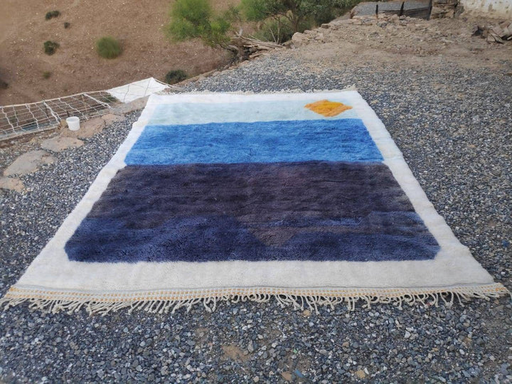 Moroccan rug, Mrirt rug, Wool rug, Premium quality rug, Beni ourain rug, Berber rug, Blue rug, Made to order rug