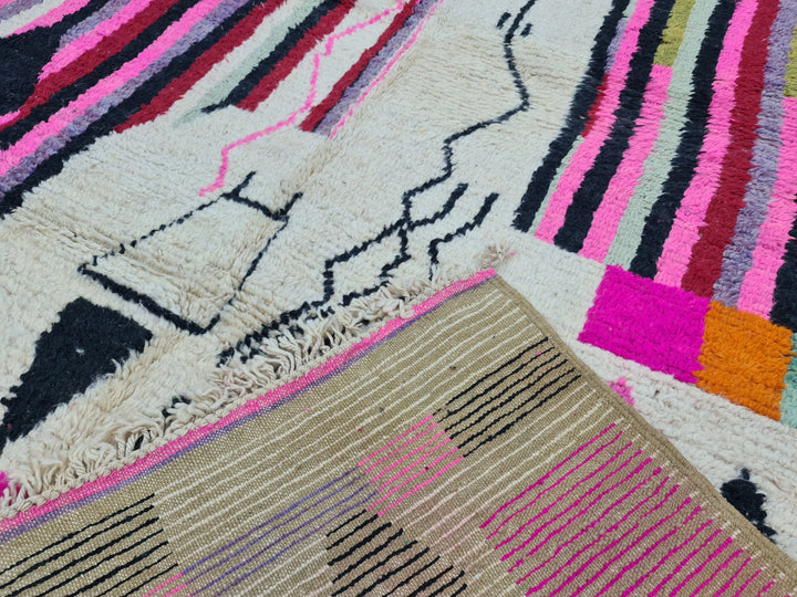 Artistic Boujaad Moroccan Rug,Sheep Wool Carpet,Handmade Wool Rug, Boujaad Wool, Abstract Rug, Colorful Handmade Carpet, Berber Carpet .