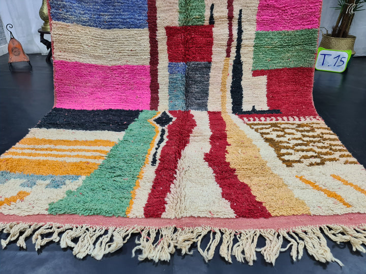 Artistic Moroccan Rug, HandmadeBoujaad Rug, Abstract Boujad Rug, Moroccan Carpet, Berber Carpet, Carmine Red Rug , Sheeo Wool Carpet.