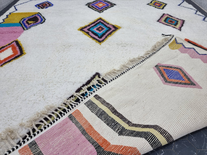 AMAZING BENIOURAIN RUG, Handmade Rug, Moroccan Rug, Geometric Colorful Rug, Beniourain Rug, Wool Rug, Azilal Rug, Handwoven Rug, Berber Rug.