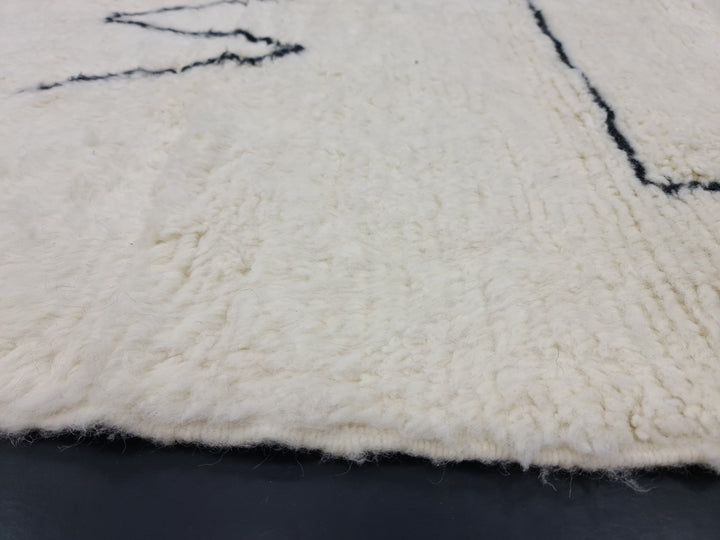 Amazing Handmade Rug, Berber Rug, Beni Ourain Rug, White And Black Rug, Abstract Rug, Berber Rug, Sheep Wool Rug, Handmade Wool Rug.