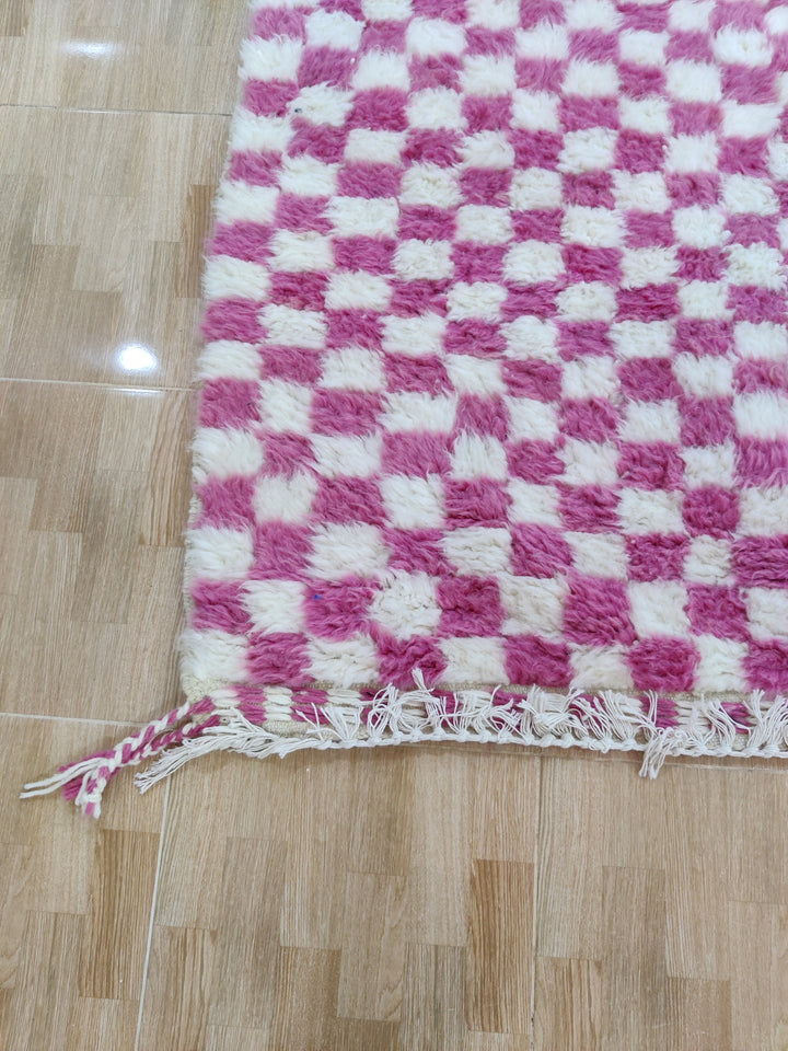 Moroccan Red and Pink Checkered rug, Morocco checker rug, Morrocan checkerboard rug, beni ourain moroccan rug, carpet for living room