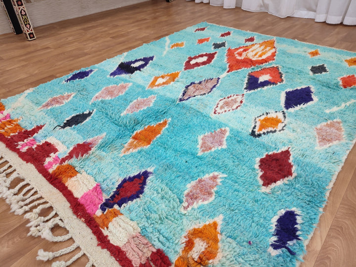 Authentic Moroccan Rug, Vibrant Boujaad Rug, Azilal rug, Bright Colored Rug, Abstract Carpet, Handmade Rug, Bohemian Rug, Tapis Marocain