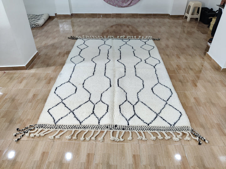 Moroccan Rug, OffWhite Rug, Berber Rug, Natural Rug, Monochromatic Rug, Groove Lines, Handwoven Rug, Modern Rug for Living Room, Lounge Rug