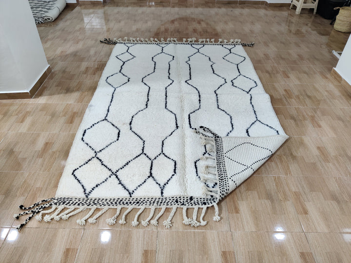 Moroccan Rug, OffWhite Rug, Berber Rug, Natural Rug, Monochromatic Rug, Groove Lines, Handwoven Rug, Modern Rug for Living Room, Lounge Rug