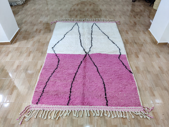 Pink Rug, Handmade Rug, Berber Symbols Rug, Bohemian Rug, Tapis berbere, Beni Ourain, Pink moroccan rug , abstract rug living room