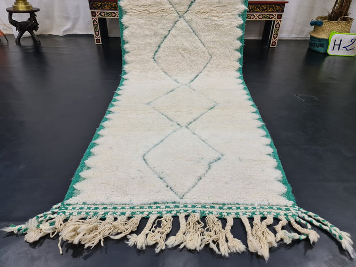 BEAUTIFUL BENIOURAIN RUG, Moroccan Rug, Sheep Wool Rug, Geometric Rug, White And Aqua Green Rug, Handmade Rug, Berber Rug, Handwoven Rug .