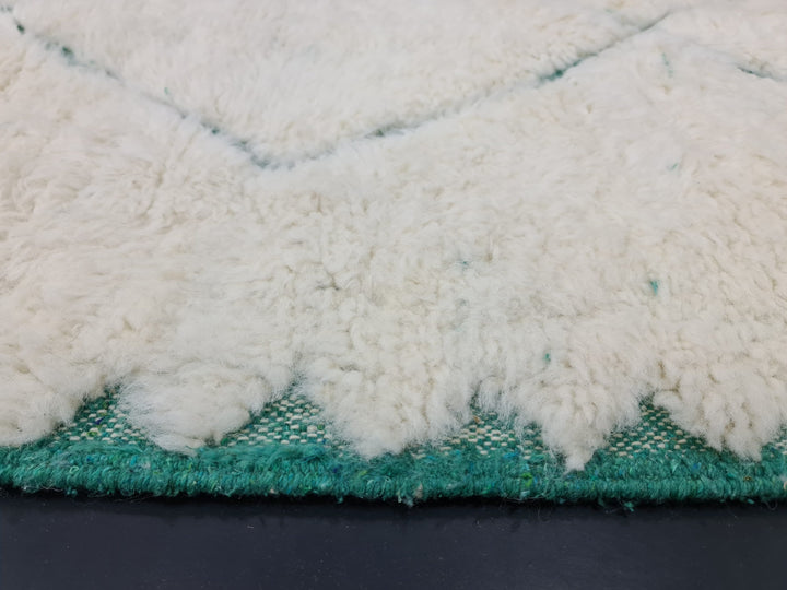 BEAUTIFUL BENIOURAIN RUG, Moroccan Rug, Sheep Wool Rug, Geometric Rug, White And Aqua Green Rug, Handmade Rug, Berber Rug, Handwoven Rug .