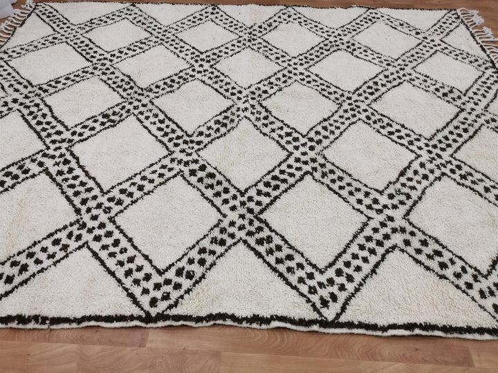 Beni Ouarain White black Moroccan rugs  Moroccan beni ourain rug Style  Morrocan rug Wool Berber design  Handmade rug  Berber Rugs Style