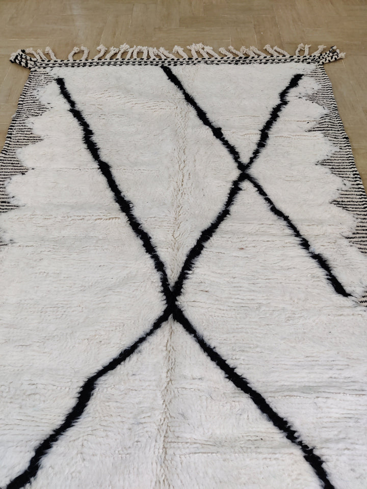 Black rug, Woven rug, Beni ourain rug, Berber rug, Moroccan rug, Area rug, Berber carpet, White wool rug, Handknotted rug, Boho teppich