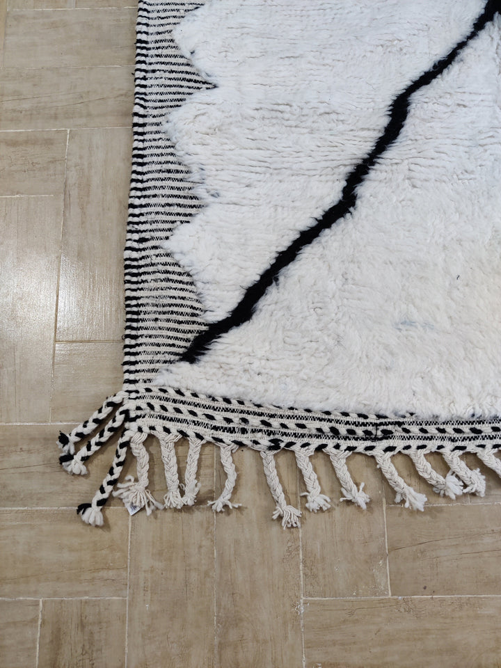 Black rug, Woven rug, Beni ourain rug, Berber rug, Moroccan rug, Area rug, Berber carpet, White wool rug, Handknotted rug, Boho teppich