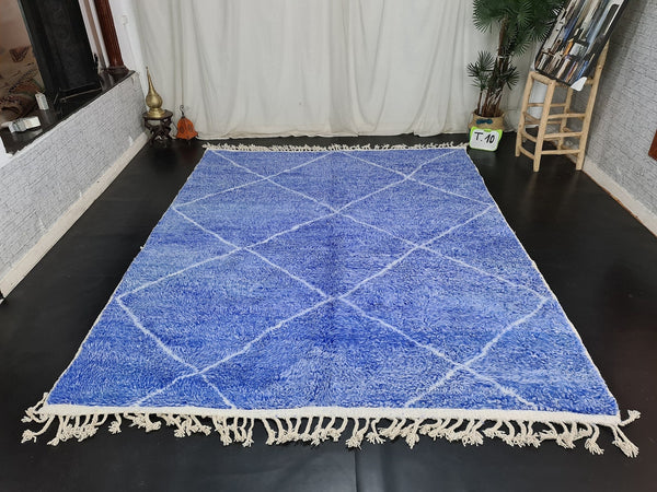 AMAZING OCEAN RUG, Moroccan Handmade Wool Rug For Your Home Design, The Classical Famous Diamond Design, Handwoven from Blue Wool of Sheep
