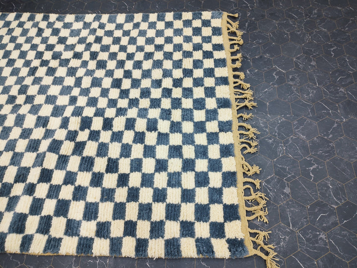 Custom Moroccan Gray checkred rug Moroccan checkered rug  Moroccan checkerboard rug Checkered area rug Checkerboard Rug beniourain rug