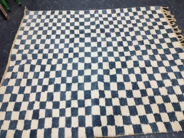 Custom Moroccan Gray checkred rug Moroccan checkered rug  Moroccan checkerboard rug Checkered area rug Checkerboard Rug beniourain rug