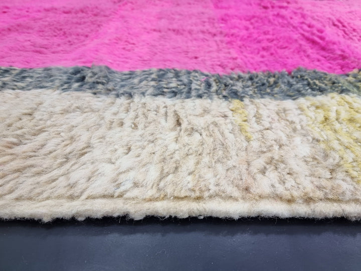 STUNNING BENIOURAIN RUG, Moroccan Rug , Sheep Wool Rug,Abstract Rug, Pink And White Rug,Handmade Rug,Berber Azilal Rug,Handwoven Carpet.