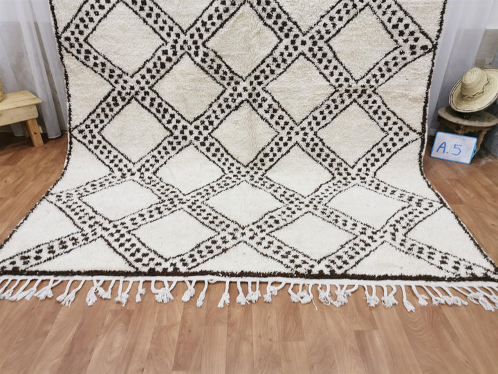 Beni Ouarain White black Moroccan rugs  Moroccan beni ourain rug Style  Morrocan rug Wool Berber design  Handmade rug  Berber Rugs Style