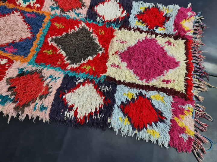 artistic moroccan rug, authentic rug, geometric , handmade carpet ,colorful  moroccan rug, berber carpet, handwoven wool rug