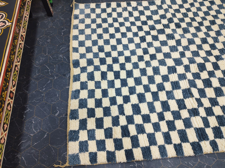 Custom Moroccan Gray checkred rug Moroccan checkered rug  Moroccan checkerboard rug Checkered area rug Checkerboard Rug beniourain rug