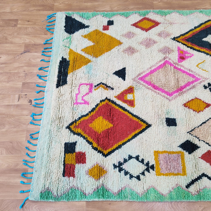 Gorgeous Beni Ourain Rug, Moroccan Handmade Carpet, multi color Rug, Berber Rug, Abstract Rug, boujad rug, Tappish Marokko. Authentic Rug