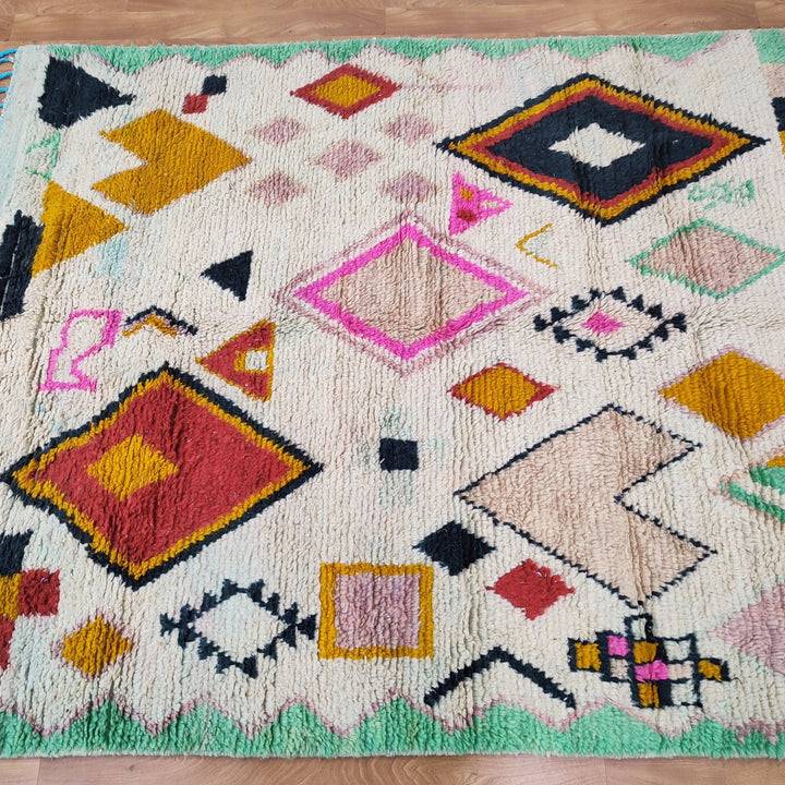 Gorgeous Beni Ourain Rug, Moroccan Handmade Carpet, multi color Rug, Berber Rug, Abstract Rug, boujad rug, Tappish Marokko. Authentic Rug